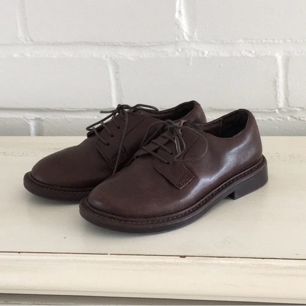 Nordstrom Classic Boys Brown Leather Tie-Up Dress Church Shoes Size 7 1/2